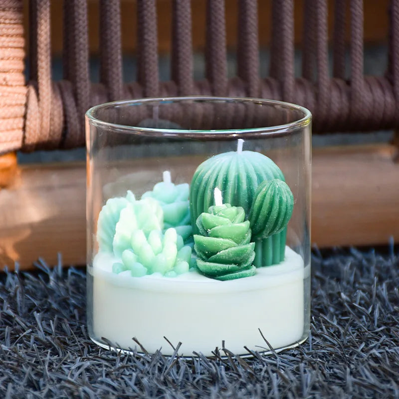 Succulent Cactus Candle | Aromatherapy Succulent Candle | Cactus Shaped Candle | Succulent Decor Candle | Green Cactus Candle |