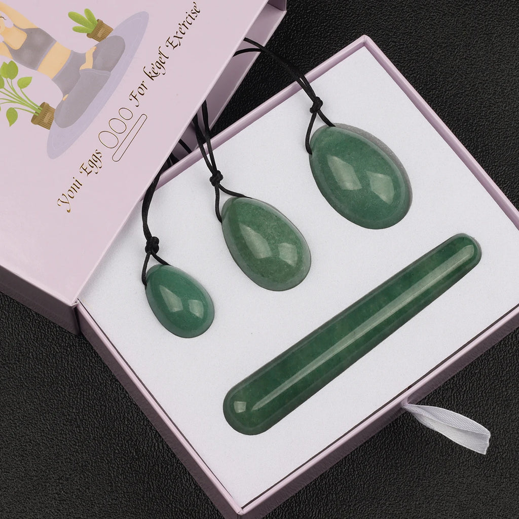 Wholesale Drill Jade Egg Set Quartz Massage Wand Crystal Stone Yoni Ball Pelvic Kegel Exercise Tool Tightening Vaginal Muscle