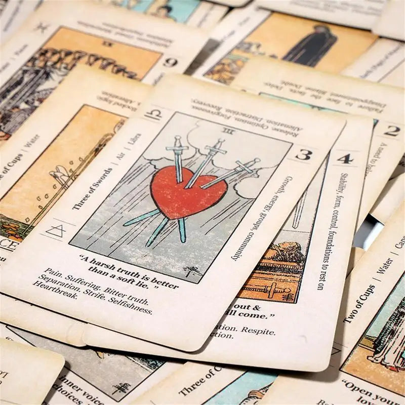 Tarot Card With Meaning On Them Beginner Tarot Keyword Antiqued Tarot Deck Learn Tarot 78 Cards Reversed