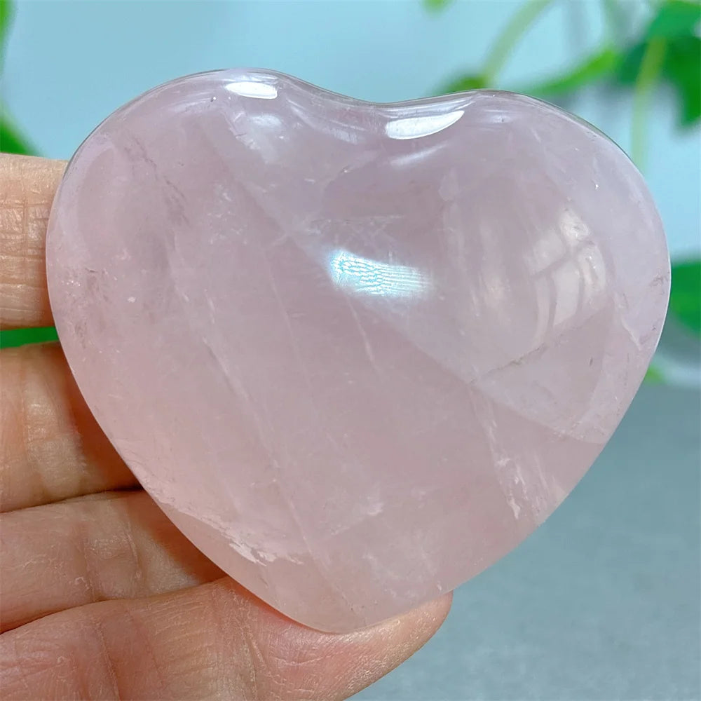 Rose Quartz Heart Crystal Natural Stone Quartz Stone Minerals Home Decoration Reiki Craft Gifts Energy Healing Luck Love
