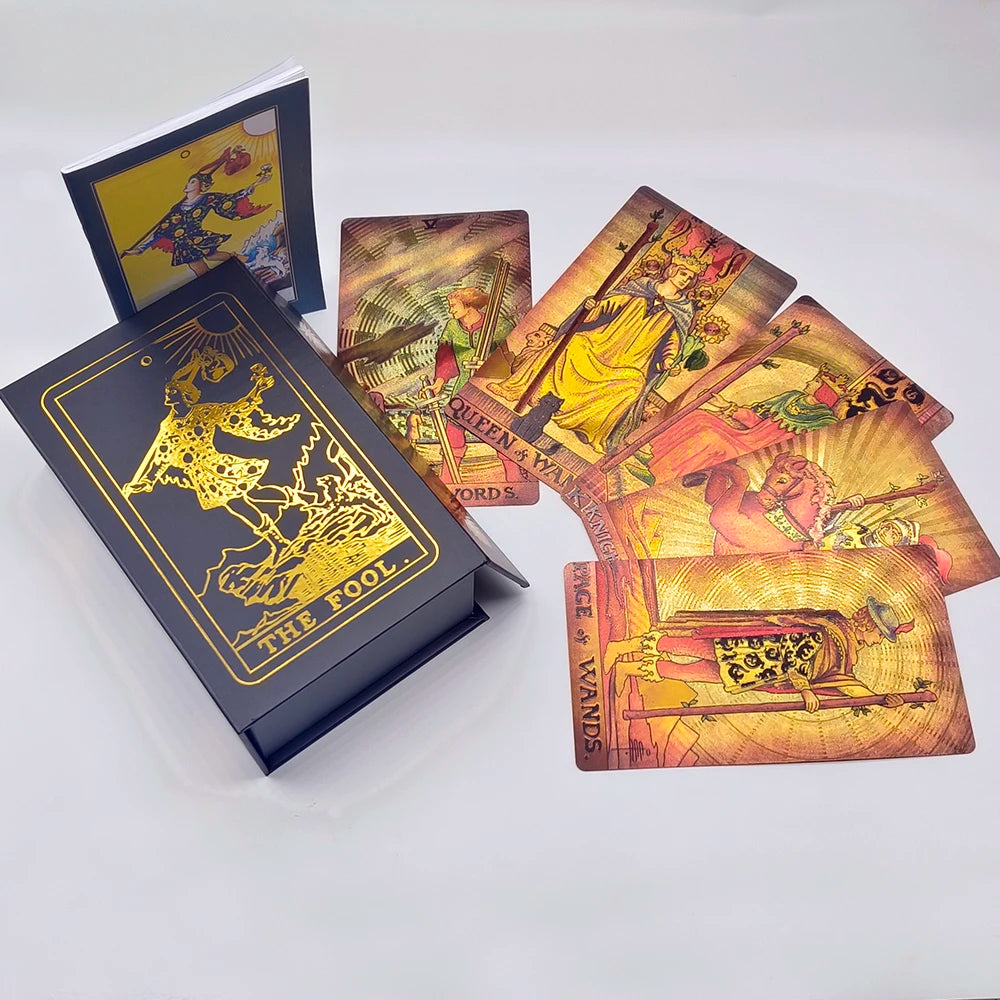 New Plastic Rider Waite Tarot Hot Stamping Gold Foil Tarot Exquisite Board Game Divination Cards For Collection
