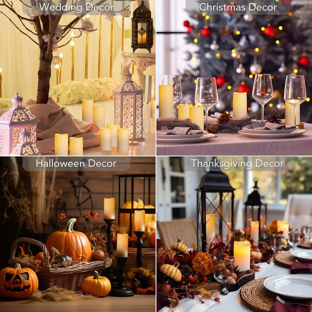180-9Pcs Artificial Candles LED Flameless Candles for Wedding Led Candle Pillar Candles Flickering Candle for Decorative Concert