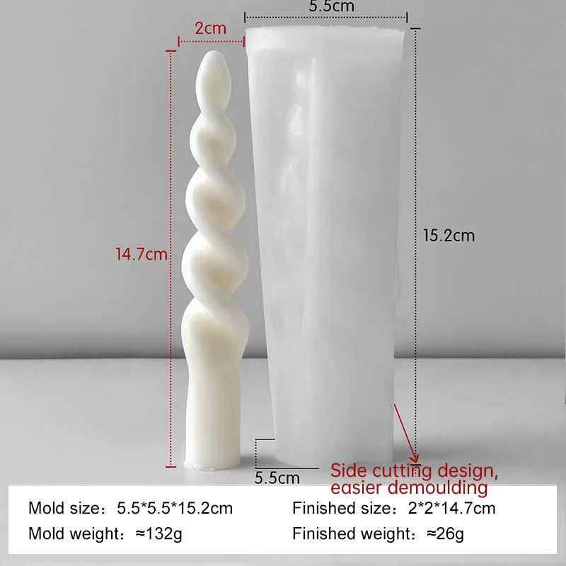 Geometric Long Rod Candle Mold Handmade Aroma Candle Silicone Molds Twist Spiral Long Pole Candle Making Supplies