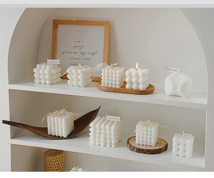 3D Bubble Cube Scented Candle Home Decoration Handmade Candles Wedding Birthday Candles Room Decor Props for Photos  Ins Style