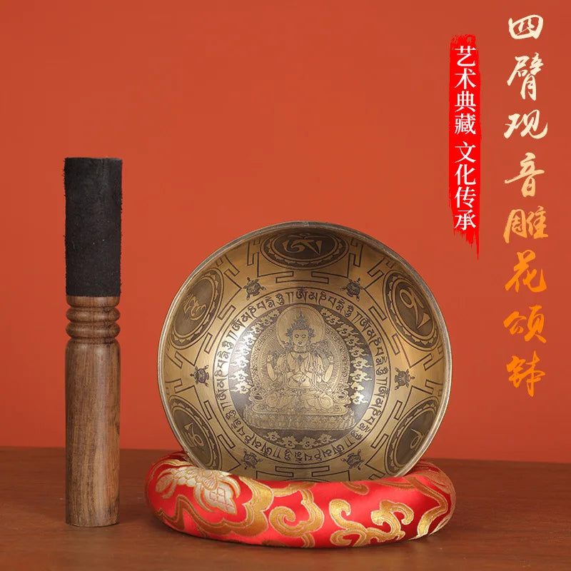 Nepal Handmade Tibetan Bowl Yoga Sound Healing Brass Tibetan Singing Bowls Professional Meditation Bowl Instruments Mindfulness