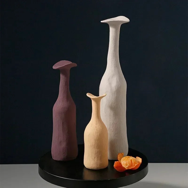 Nordic Handmade Ceramic Flower Vase Textural Design for Modern Luxury Home Decor Elegant Decoration for Living Room Office