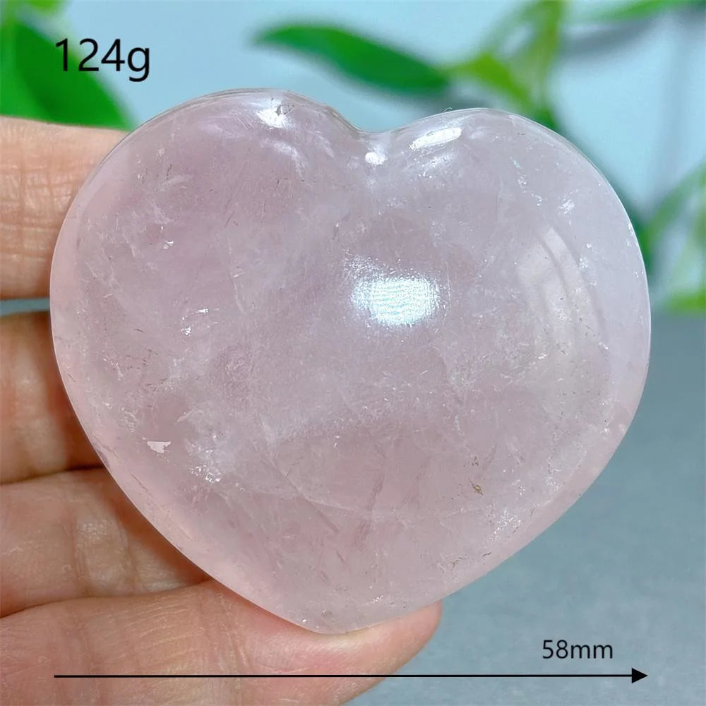 Rose Quartz Heart Crystal Natural Stone Quartz Stone Minerals Home Decoration Reiki Craft Gifts Energy Healing Luck Love
