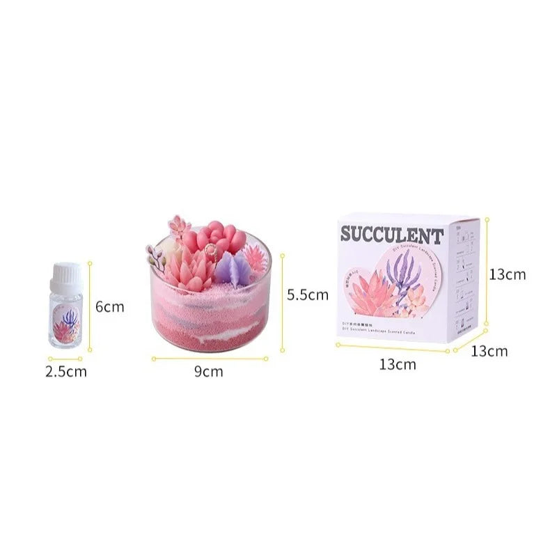 1PC DIY Scented Candles Succulent Fragrance Indoor Plants Cactus Sand Painting Handmade Wedding Souvenir Home Decoration