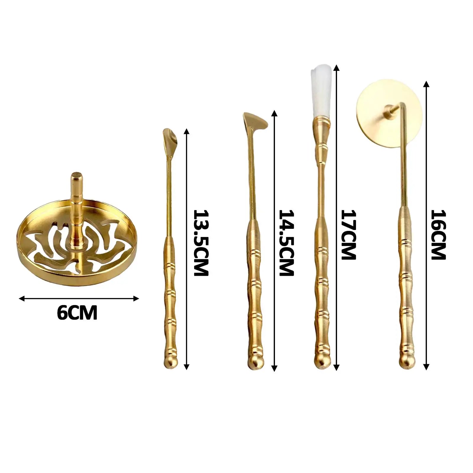 5Pcs Brass Incense Making Set DIY Fragrance Incense Ash Press Chinese Incense Ceremony Set for Yoga Meditation Holidays