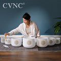 CVNC 6-12" Flower of Life pattern Frosted Quartz Crystal Singing Bowls Set  7Pcs Chakra for Sound Healing with Bags