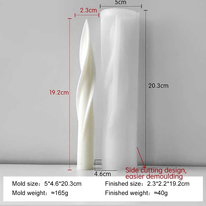 Geometric Long Rod Candle Mold Handmade Aroma Candle Silicone Molds Twist Spiral Long Pole Candle Making Supplies