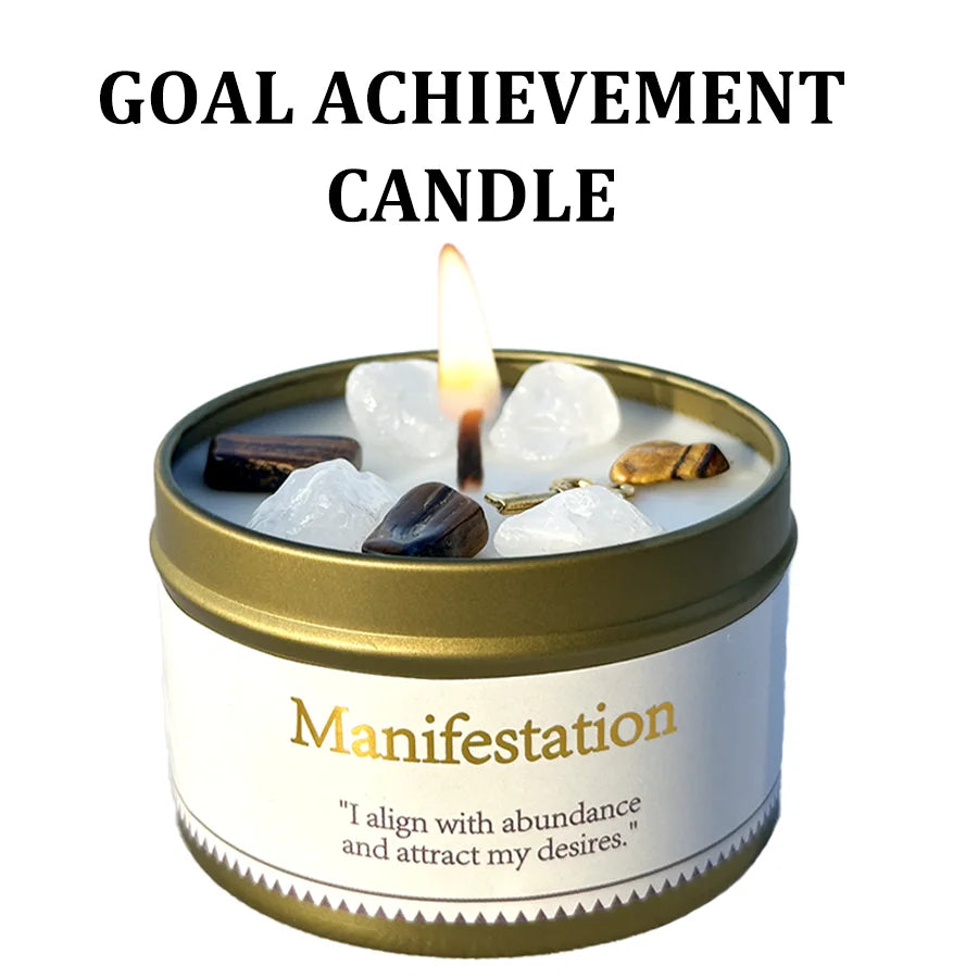 Lavender & Eucalyptus Aromatherapy Candle,Law of Attraction Healing Ritual with Crystals,Halloween, Bedroom&Living Room Home Use
