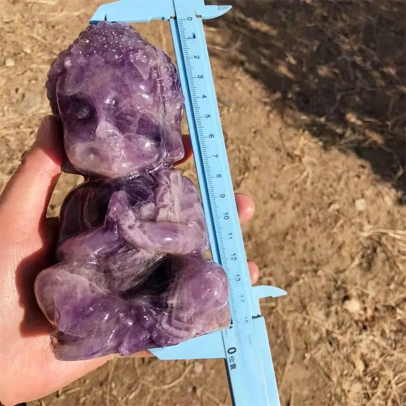Natural Dream Amethyst Buddha Statue Carving Figurine Ornament Feng Shui Craft Home Decor Stone Gift 1pcs