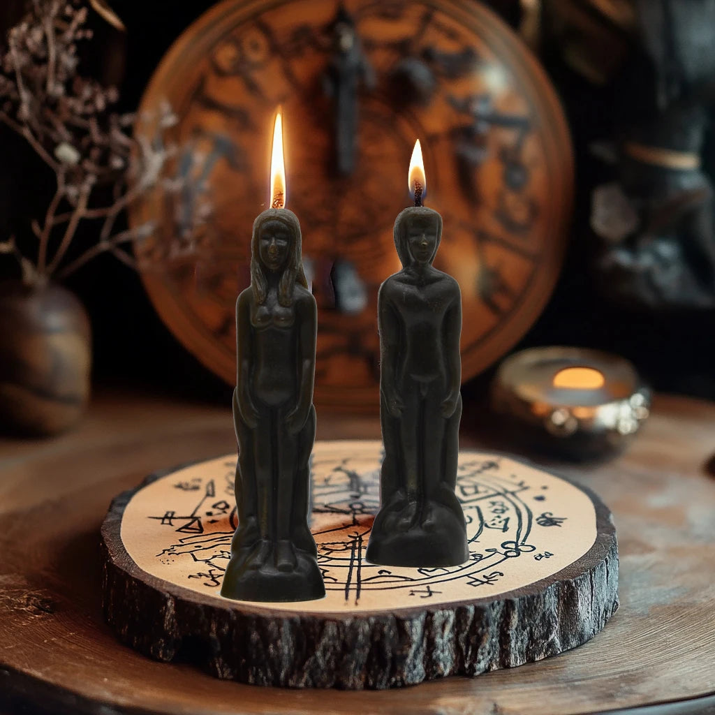 1pcs Black Candle Ritual Female Male Figure Human Candle Soy Wax Paraffin Wax Hoodoo Candles for Spells and Altars