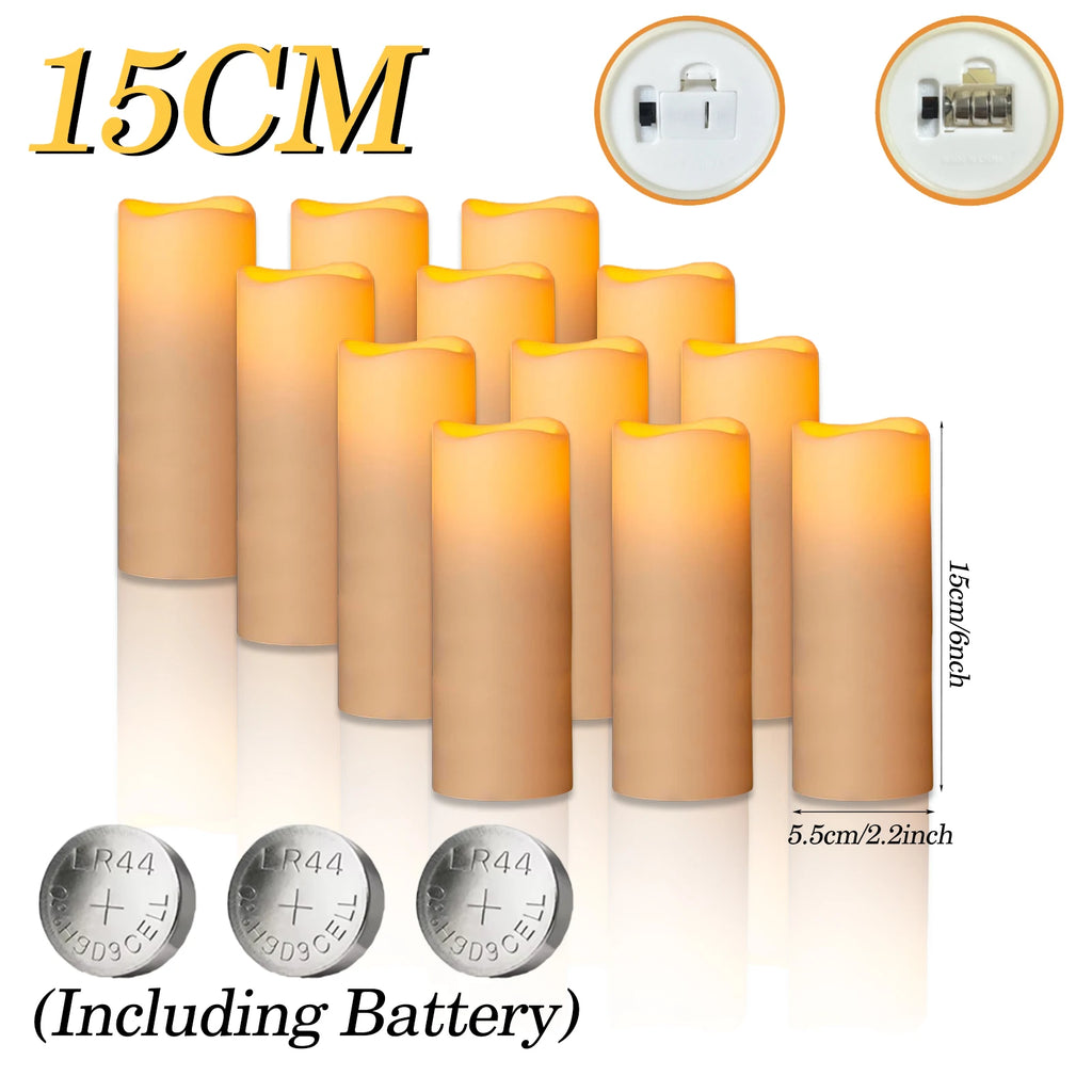 180-9Pcs Artificial Candles LED Flameless Candles for Wedding Led Candle Pillar Candles Flickering Candle for Decorative Concert