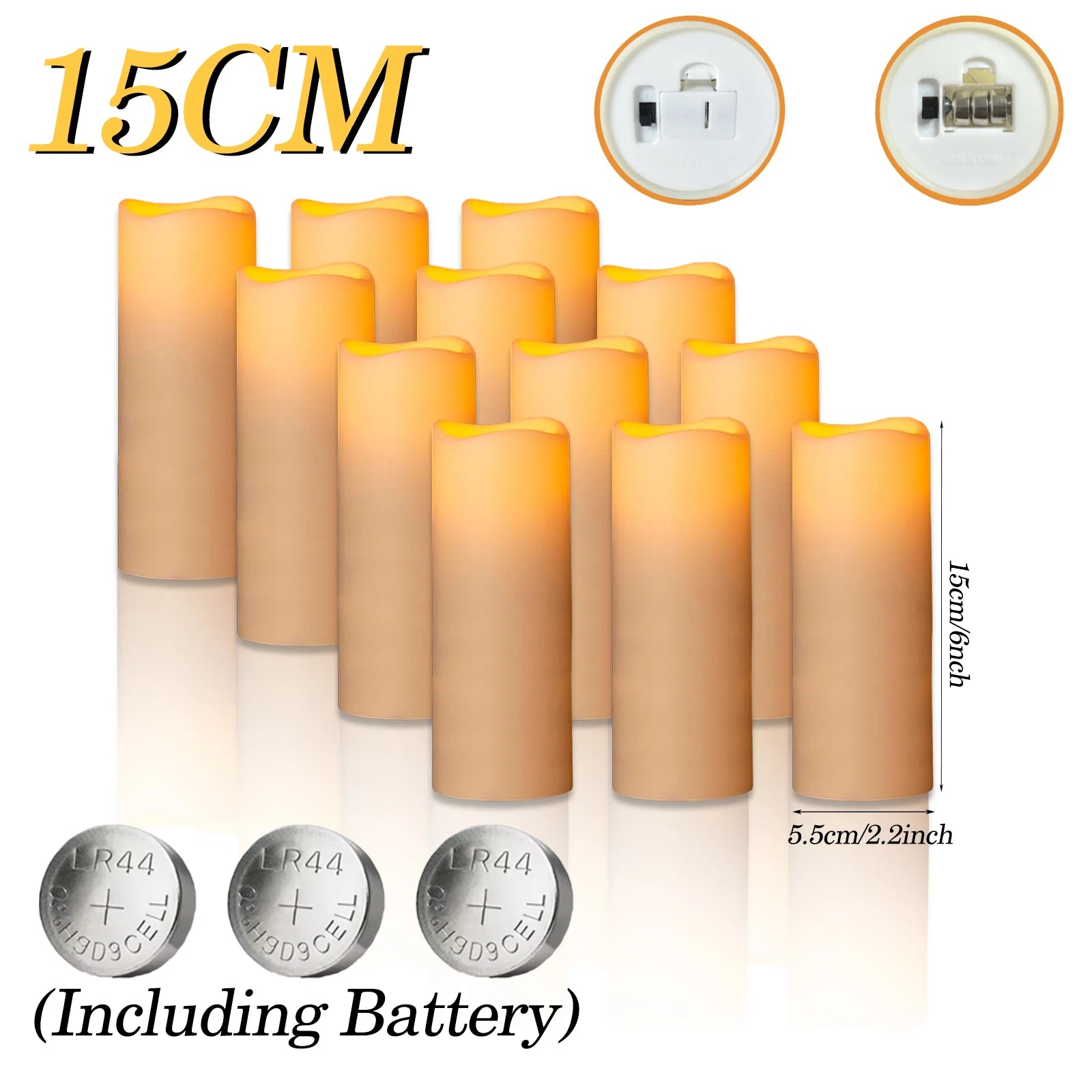 180-9Pcs Artificial Candles LED Flameless Candles for Wedding Led Candle Pillar Candles Flickering Candle for Decorative Concert