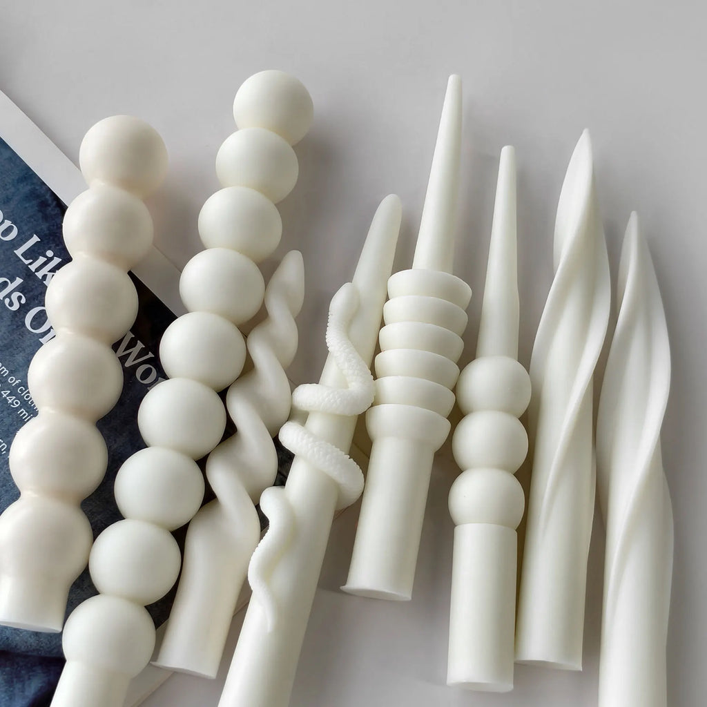 Geometric Long Rod Candle Mold Handmade Aroma Candle Silicone Molds Twist Spiral Long Pole Candle Making Supplies