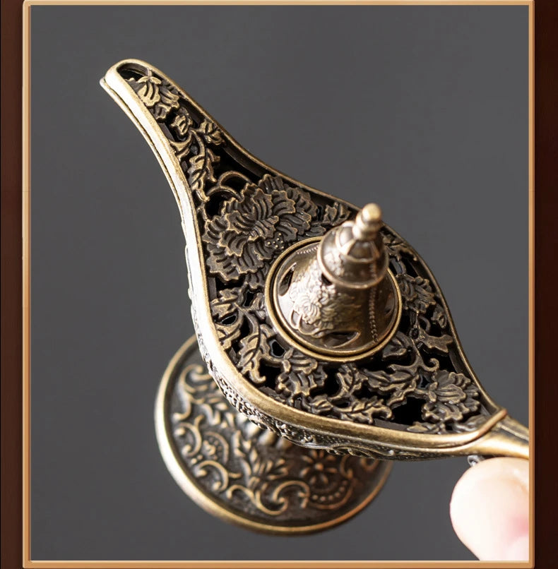 Aladdin Genie Lamp Incense Burner Made of Alloy Material Ideal for Tea Ceremony Decoration and Incense Use
