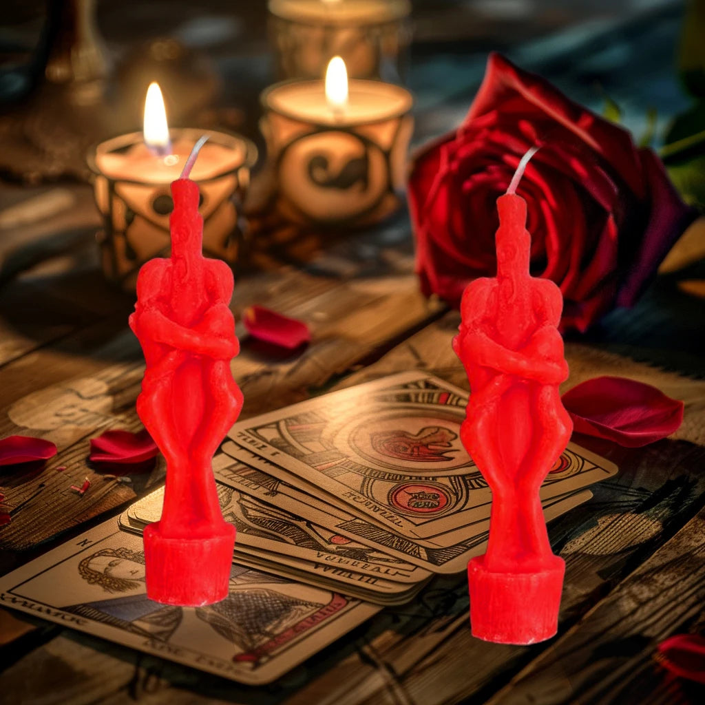 1PCS Buddha Ritual Candle Esoteric Candles Couple Lover Wish Pray Candles Red Color Male Female for Religious