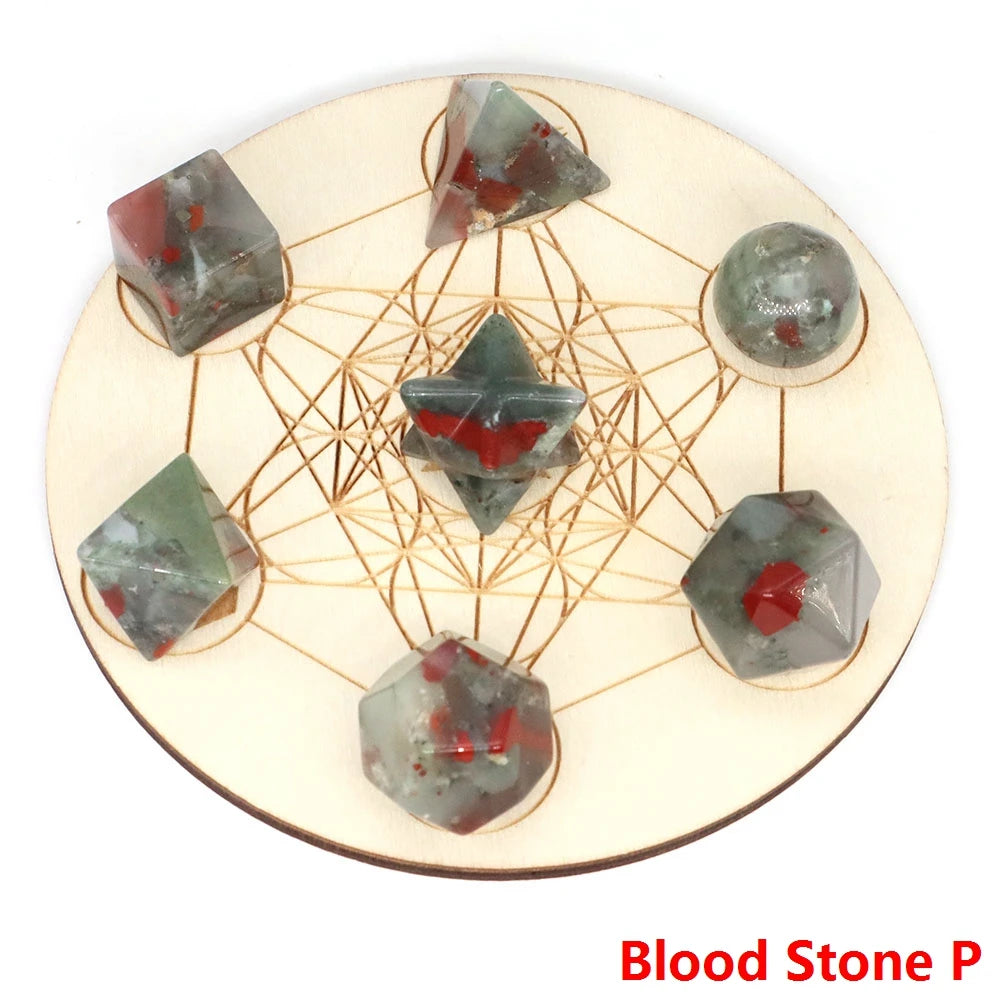 7Pcs/Set Platonic Crystal Solid Geometry Stone for Reiki Healing Chakra Gemstone Balancing Lucky Geometric Polyhedron Home Decor