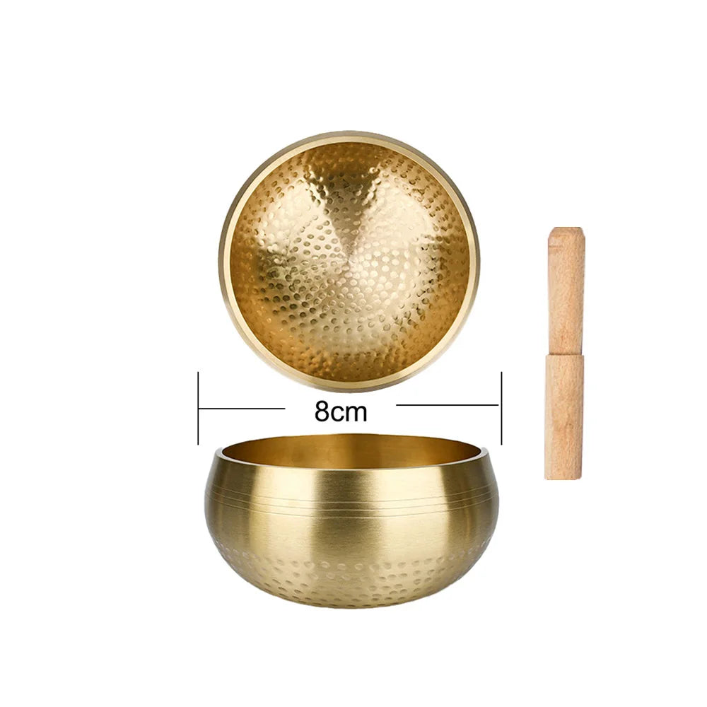 Tibetan Brass Singing Bowl Sanskrit Yoga Meditation for Sound Handmade Healing Stress Relief Buddha Mindfulness Instrument
