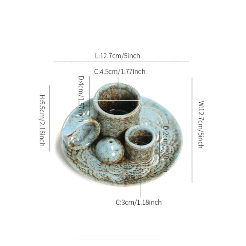 4 in 1 Incense Burner, Sage Palo Santo Holder, Incense Stick Holder Candles Holder Ceramic Censer for Meditation Living Room