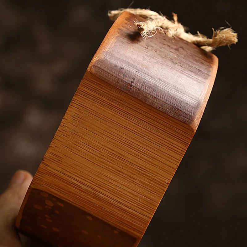 Handmade Bamboo Vase with Wooden Frame Retro Flowerpot for Bonsai Plant Home Decoration Tabletop Ornament