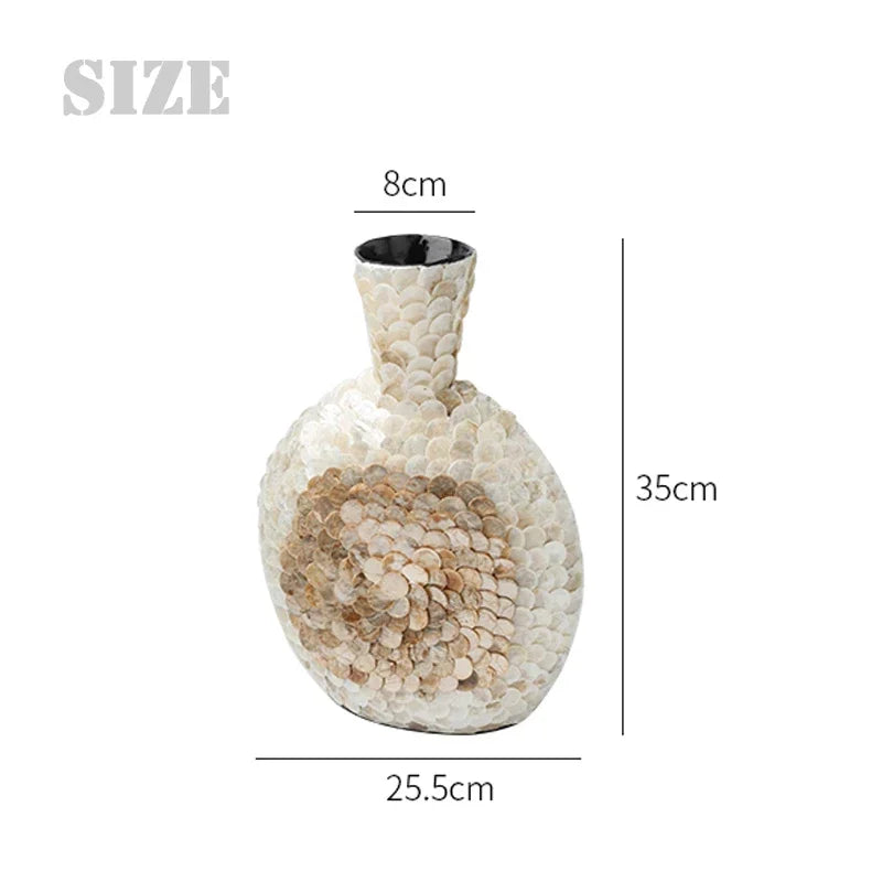 Modern French Light Luxury Art Vase, Golden Shell, Decorative Arrangement, Handmade Desktop Flower Arrangement, Home Decor