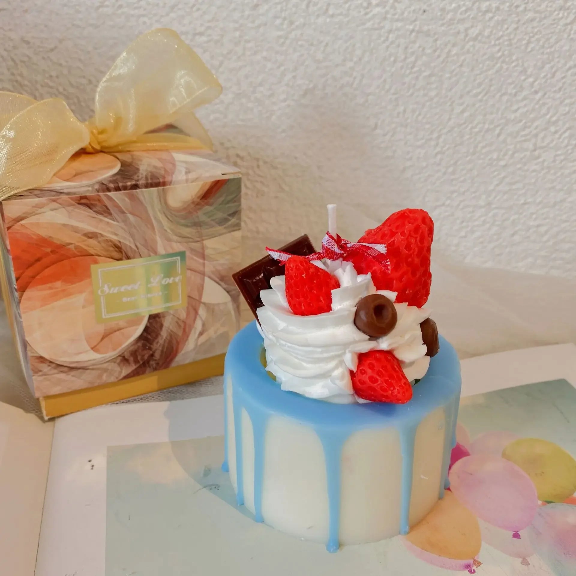 Simulated cream cake candles Strawberry chocolate cherry macaron scented candle lovely birthday gift velas navideñas decorativas