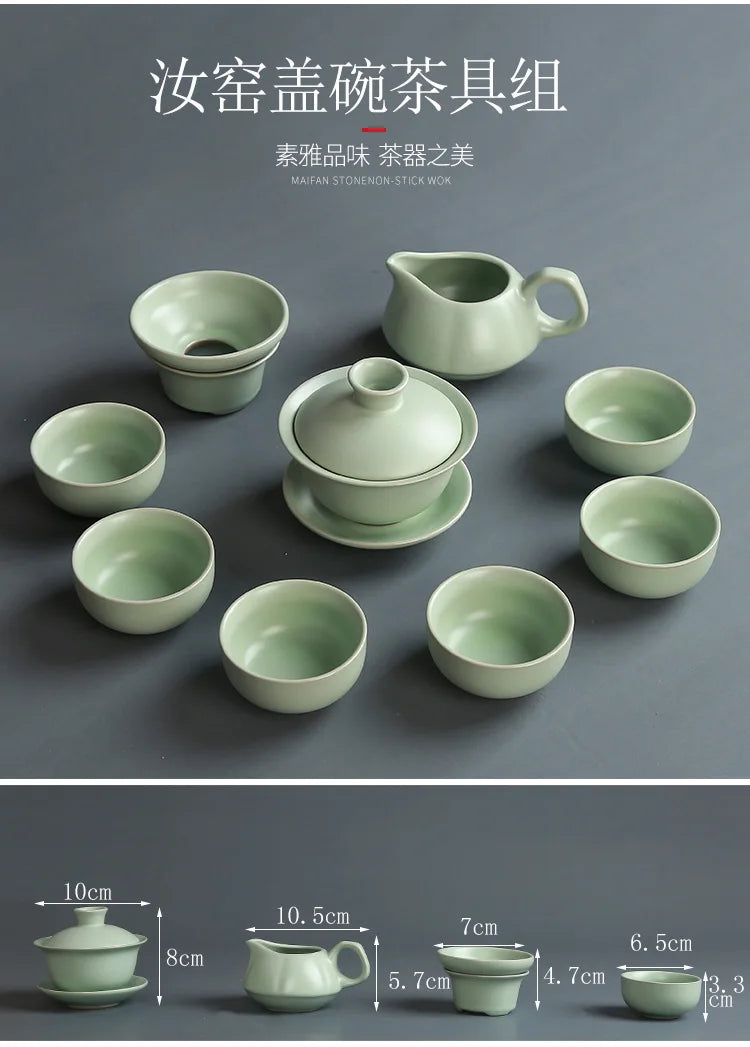 Creative Business Gift Ceramic Tea Set Teaware Geyao Ru Kiln A Pot of Six Cups of Tea Cups with Hand Gift Box Japanese TeaSet