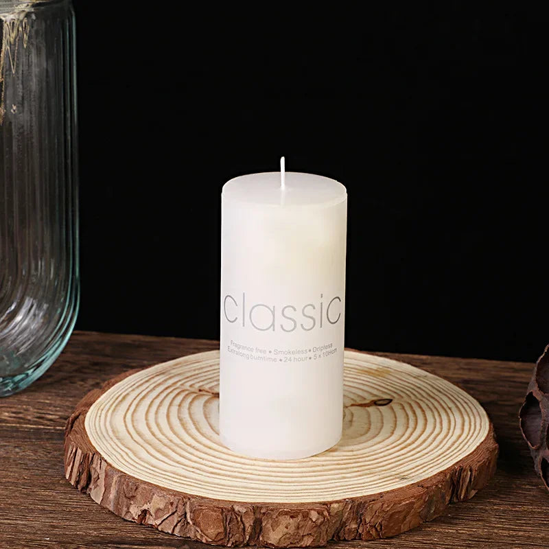 Classic European Ivory White Large Cylinder Candle Smokeless Tasteless Romantic Wedding Hotel Decoration Candle Holiday Supplies