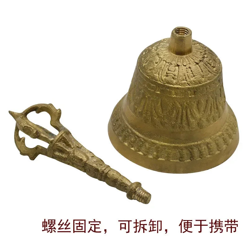 brass ritual bells Tibetan buddhist bells for Divination Wicca FengShui Loud Call Meditation Hand Bell  Prayer Alarm copper