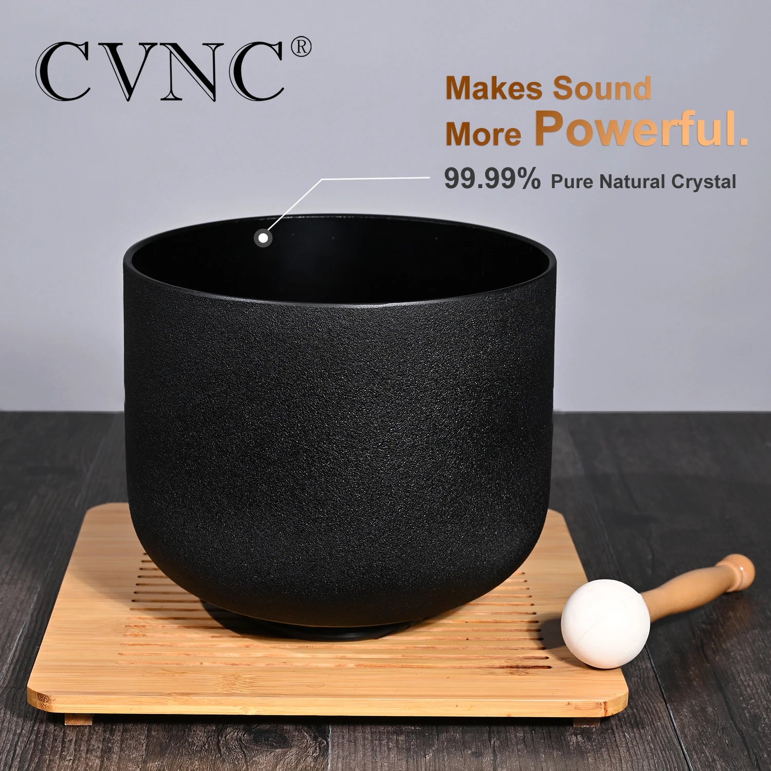 CVNC 8"B 10"F 12"C Double Black Quartz Bowls  Frosted Crystal Singing Bowls Chakra Set 3pcs for Sound Healing With Bag