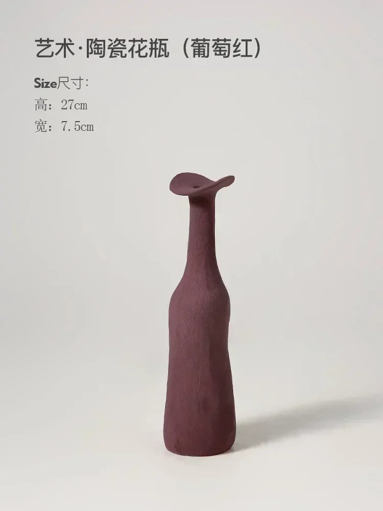 Nordic Handmade Ceramic Flower Vase Textural Design for Modern Luxury Home Decor Elegant Decoration for Living Room Office