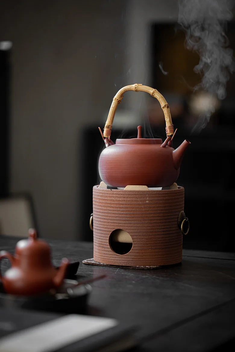 570ml Handmade Stoneware Tea Making Set Japanese Tea Stove Teapot Heating Base Household Teapot Warmer Kettle Stand Tea Ceremony