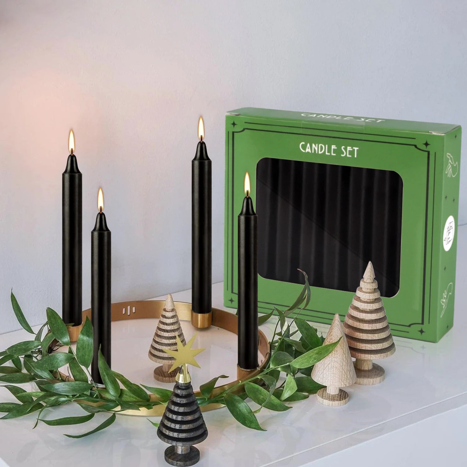20 Black 4Inch Pole Waxs, Drip-Free, Smoke-Free, Fragrance-Free, Home Dinner Candles, Hand-Pulled, High-Quality, Suitable for Church, Family, Wedding, Party, Seasonal Celebrations, Emergency Situations and Home Decorations, I