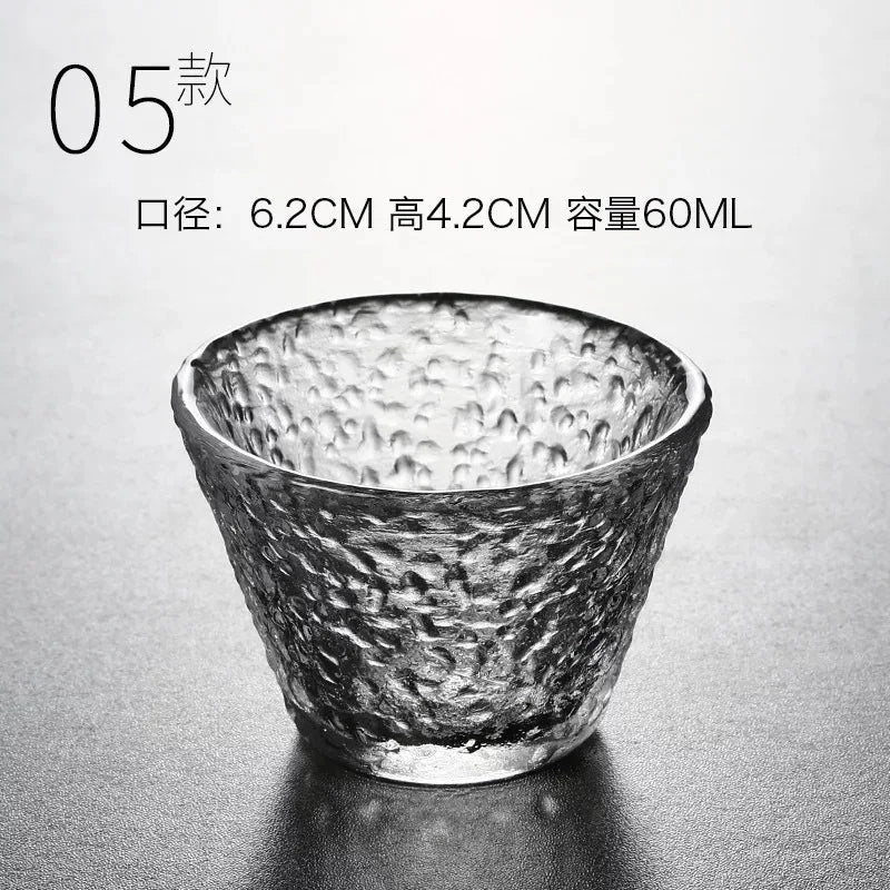 Tea Cup Japanese Style Hammered Pattern Master Cup Small Thickened Glass Cup Personal Handmade Single Cup Kung Fu Tea Set