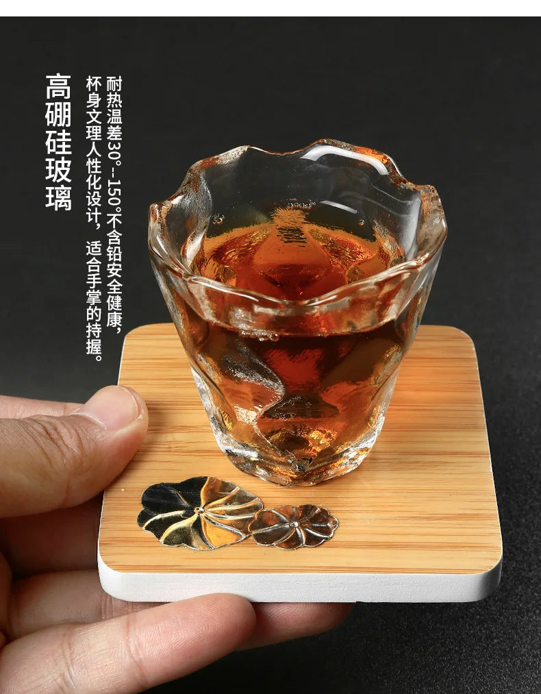 Tea Cup Japanese Style Hammered Pattern Master Cup Small Thickened Glass Cup Personal Handmade Single Cup Kung Fu Tea Set