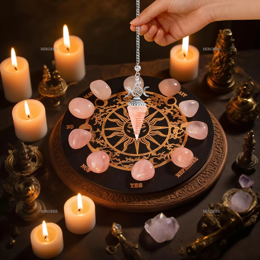 9/12pcs Amethyst and Crystal Pendulum Set with Divination Board - Perfect for Meditation and Divination