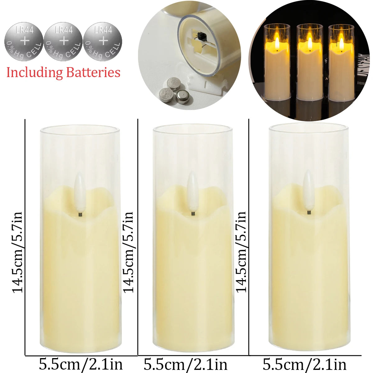6-180PCS  Led Flameless Artificial Candles Acrylic Cup Led Candles Battery Operated Candle for Wedding Concert Activities Decor