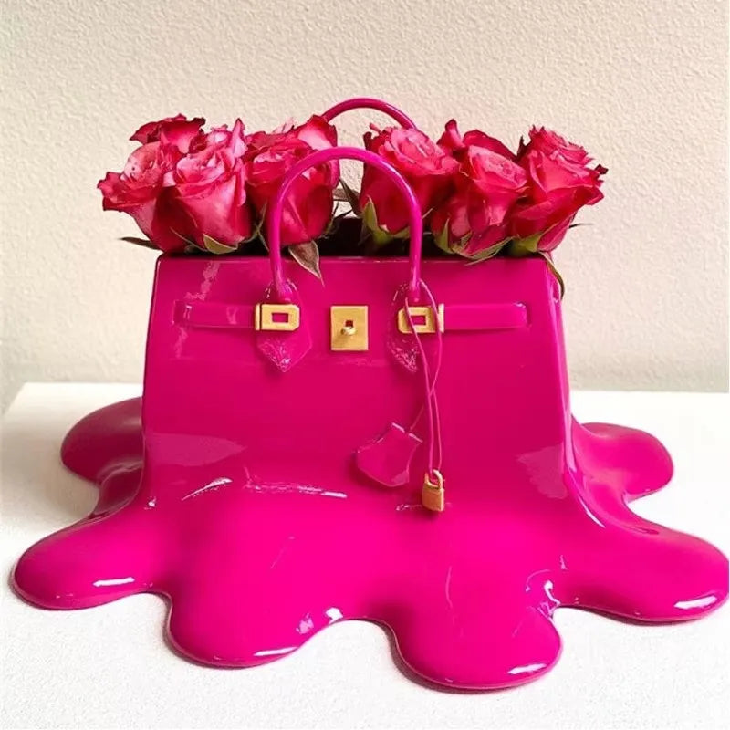Nordic Large Resin Flowers Vase Bag Home Decor aesthetic room decor Wedding desk Ornament Living Room big Bag Vase Luxury