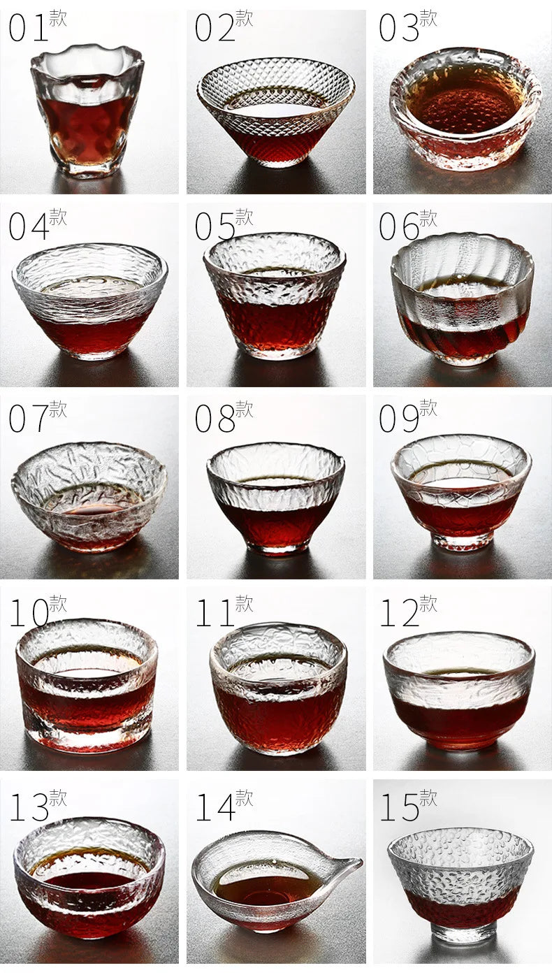 Tea Cup Japanese Style Hammered Pattern Master Cup Small Thickened Glass Cup Personal Handmade Single Cup Kung Fu Tea Set