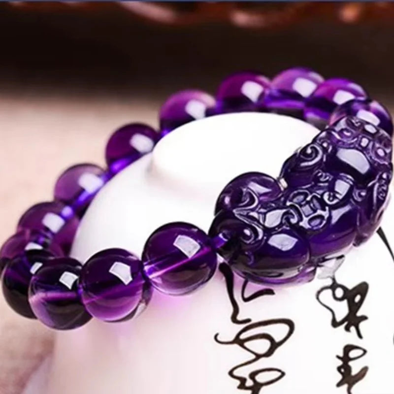 Super Natural Ice Transparent Amethyst Bracelet Beads Men Aid Academic Business Bracelets String Jewelr Accessories
