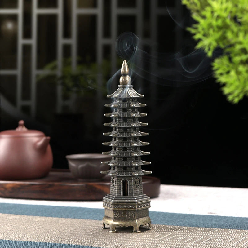 Chinese Pagoda Vertical Incense Burner Home Decor Sandalwood Burner 10.5cm Line Incense Stick Holder Incense Ornaments Tea Room