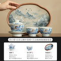 Blue And White Landscape Handmade Ceramic Sancai Tea Set Complete Set Zen Tea Ceremony Set Teapot And Tea Cup Set Tea Services