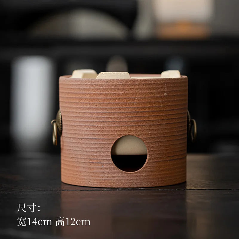 570ml Handmade Stoneware Tea Making Set Japanese Tea Stove Teapot Heating Base Household Teapot Warmer Kettle Stand Tea Ceremony