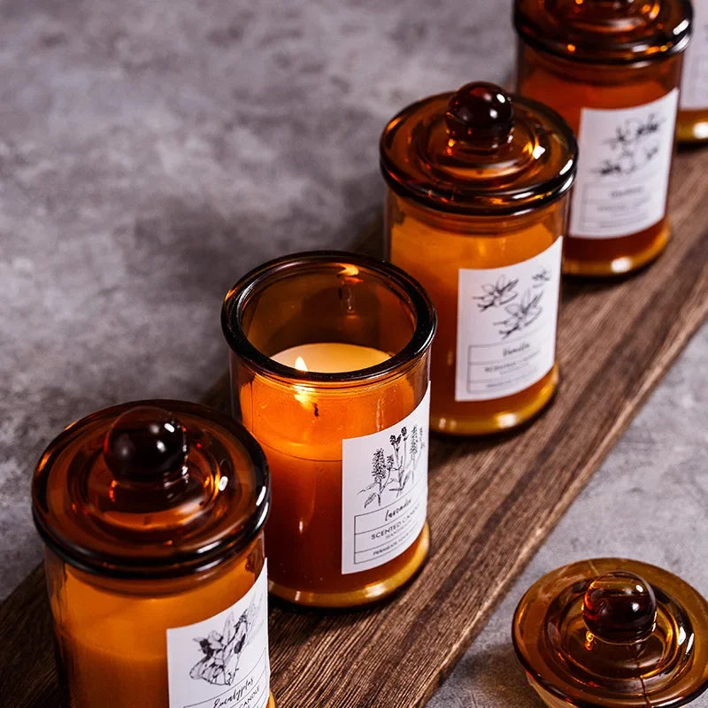 Vintage Glass Jar Scented Candle Essential Oils Soy Wax Candle Aromatherapy Home Decoration Birthday Xmas Gift
