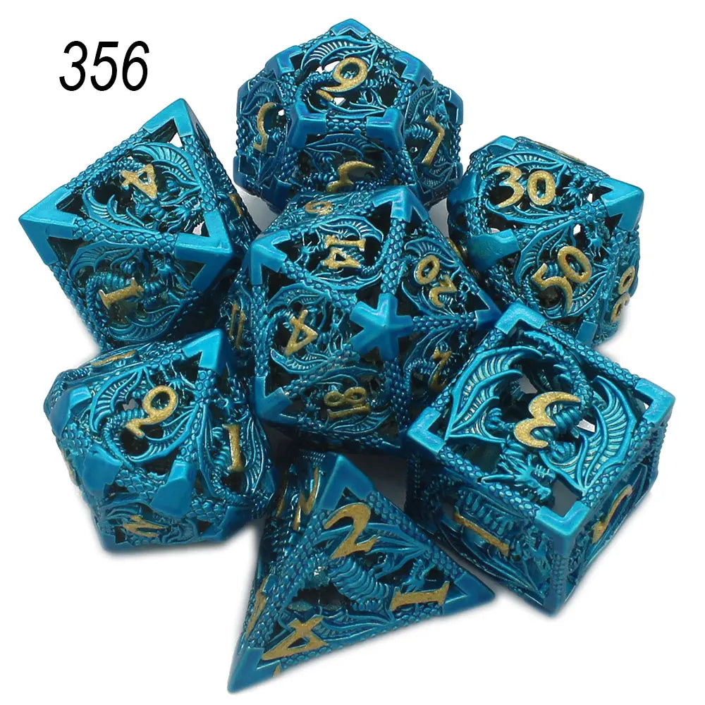 Flying Dragon Polyhedral Dice Set for Role Playing GamePathfinder, Hollow Metal Dice, D & D Dice, 7 PCs, New, 2022