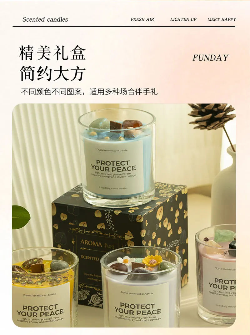 1 pc Crystal-Cut Glass Candle Romantic Soy Wax Scented Gift for Birthday & Home Decor, Luxury Guest Present