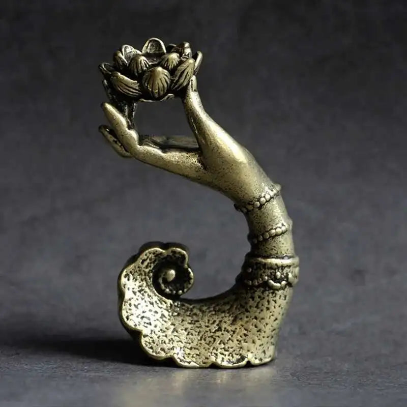 Copper Hand Lotus Backflow Incense Burner Aromatherapy Holder
